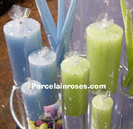 light blue and lime crystal candles