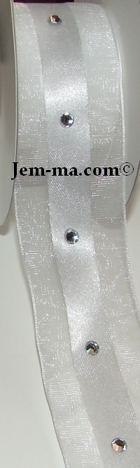 White Ribbon with Swarovski Crystals
