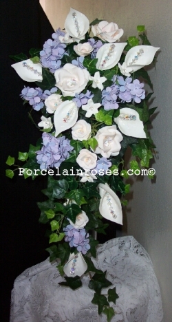 Lavender and Blue Hydrangeas Cascade Wedding Bouquet #506