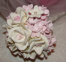 Fade Reality Roses with Pink Hydrangea Wedding Bouquet #530