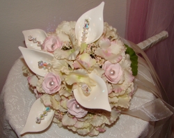 bridal white hand tied Wedding Bouquet #534