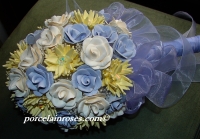 Periwinkle and Yellow Wedding flower Bouquet #579 with Roses and Daisies