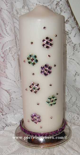 Unity Candle with Crystal Flowers
